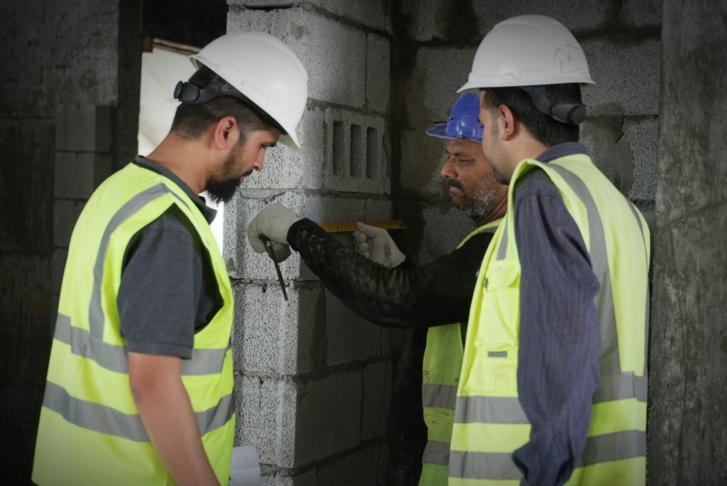 Engineers working on a construction site